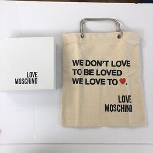 Love Moschino Canvas Shopper‎ Bag Metal Handles with Box. Unisex